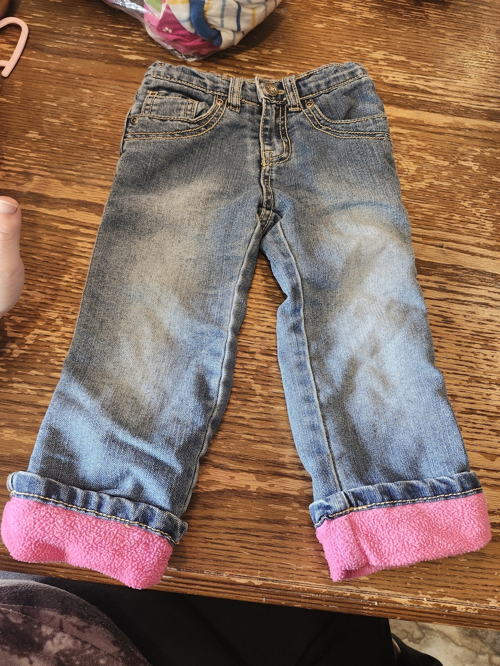 1989 Place Blue Denim Jeans with Pink Cuff Lining